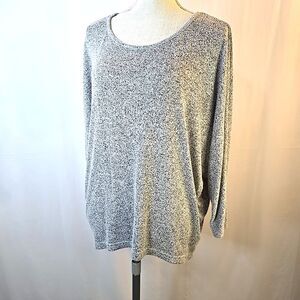 SWS Essentials Light Sweater 3/4 Sleeve Size Large Heather Grey Dolman Sleeves